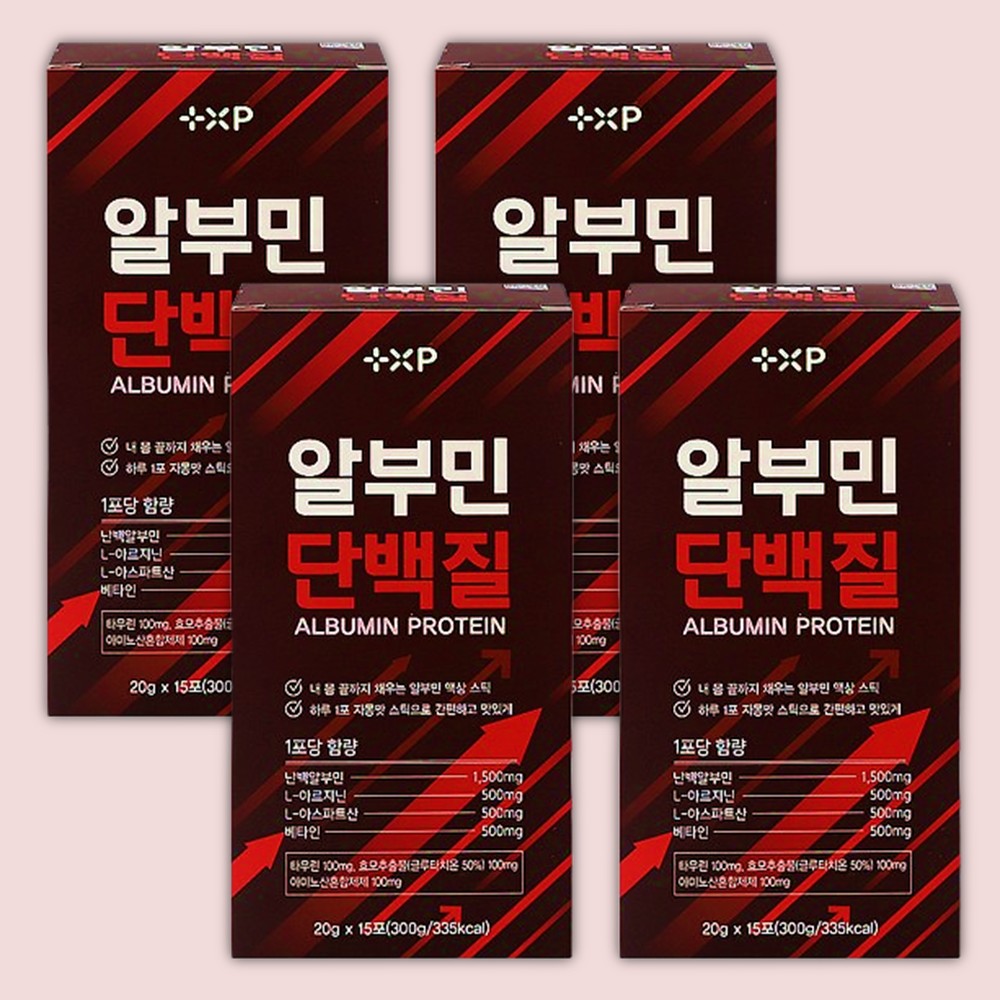 마시는 액상 난백 알부민 단백질 보충 고순도 프리미엄 피로회복 아르기닌 자몽, 15포, 4개 - 상품 이미지