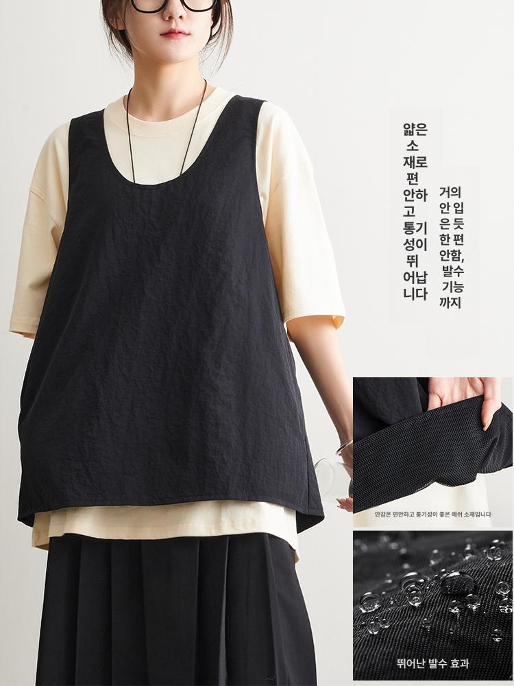 여성 앞치마 조끼형 발수 카페 공방 주방용 미용실 워터프루프 숏타입 - 상세 이미지 2