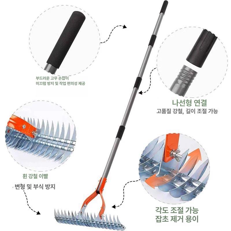 텃밭 갈퀴 뿌리호미 제거기 정원용 잡초 잔디 관리 도구 청소 농기구 - 상세 이미지 3