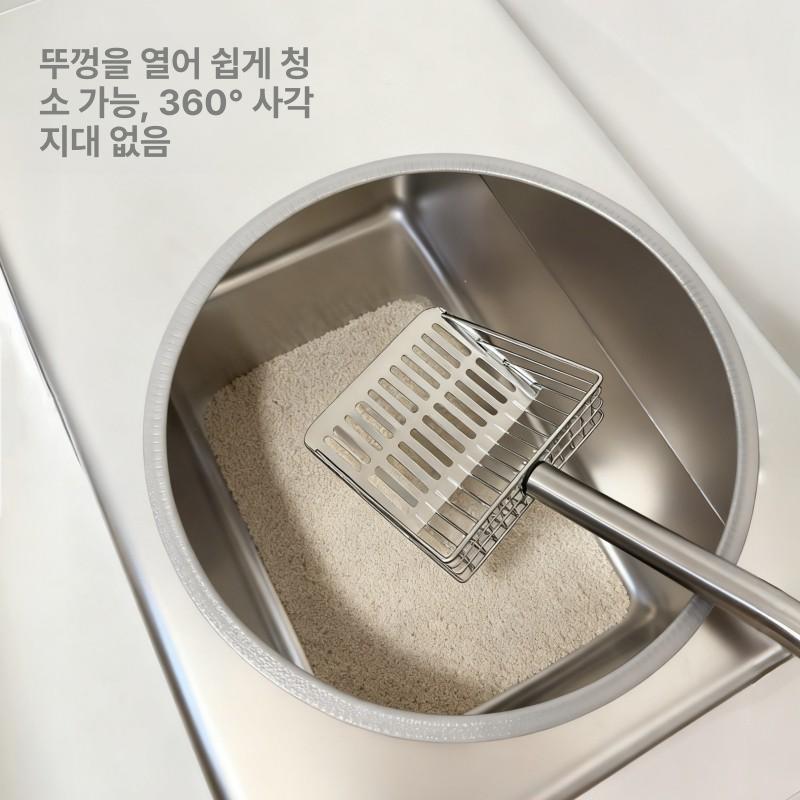 대형 고양이화장실 올스텐 오픈형 배변통 스테인리스 상자 수직 상단개방 - 상세 이미지 5