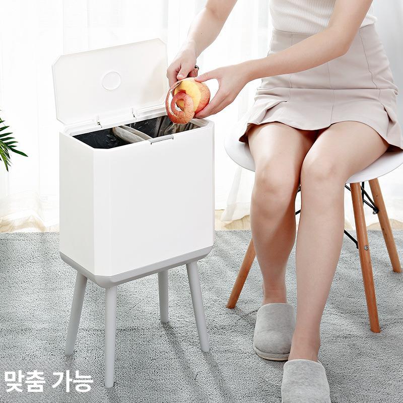 다리있는 휴지통 프레스형 화이트 쓰레기통 화장실 인테리어 분리수거함 - 상세 이미지 2