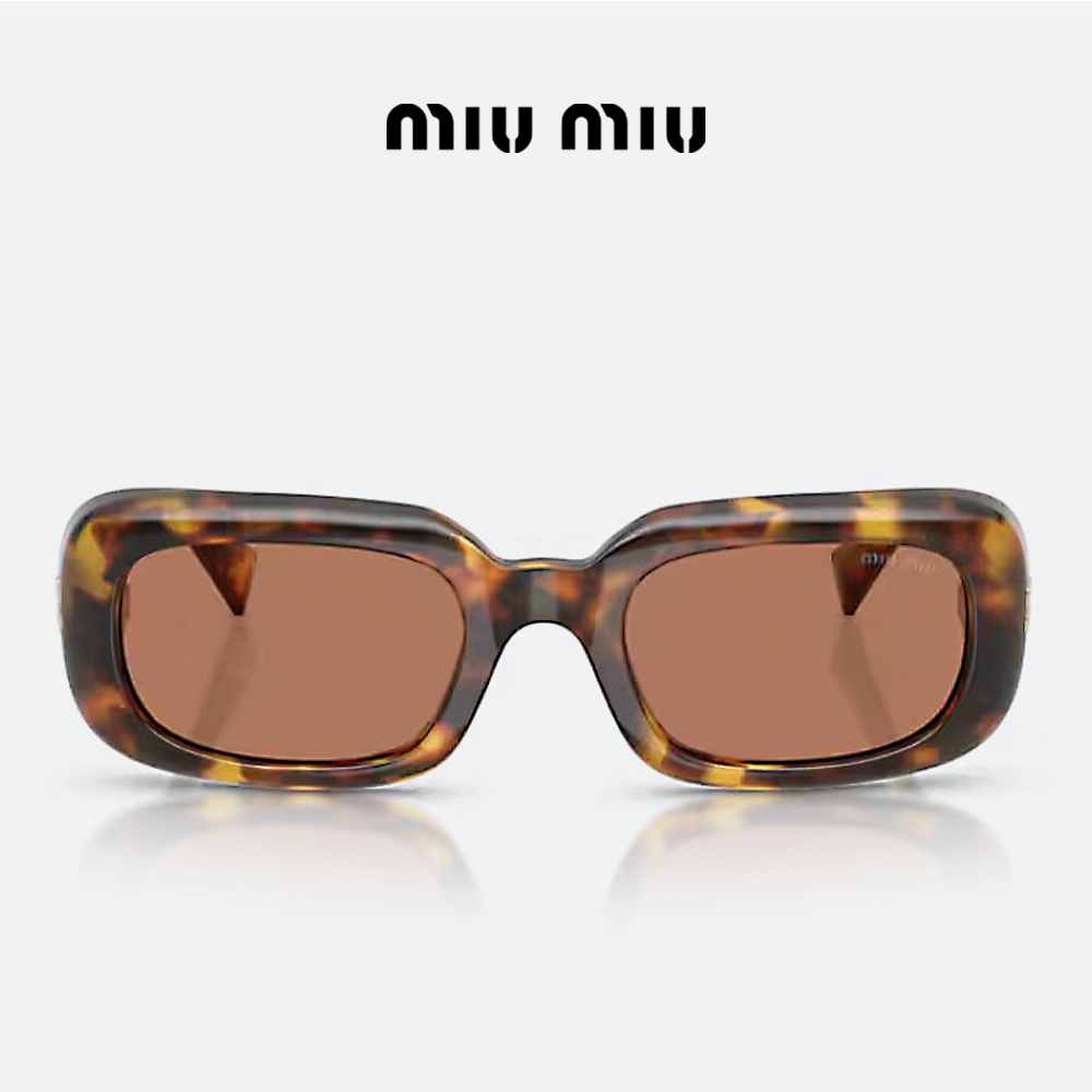 미우미우 레브리 선글라스 MUB13SF 14L90Q 호피 볼드한 여자 사각 뿔테 - 상품 이미지