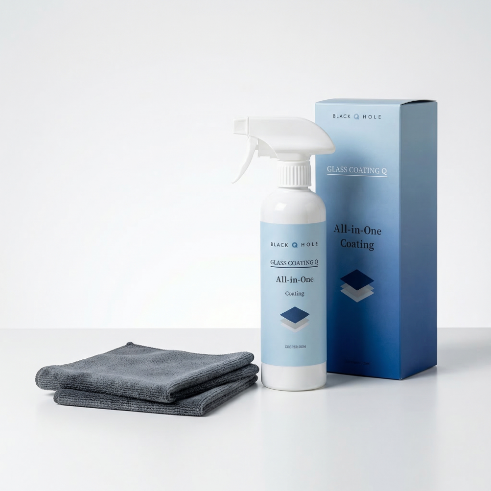 블랙홀 글라스 코팅큐 500ml+초극세사 타월 2장 유리막 자동차 발수코팅제 물때 광택 - 상품 이미지
