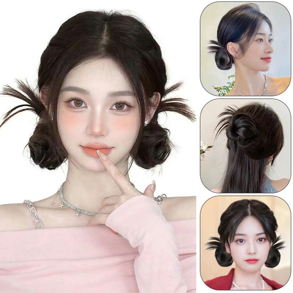 깃털 똥머리 가발 집게핀 헤어피스 번가발 올림머리 업스타일 파티 로우번 헤어악세사리 - 상세 이미지 2