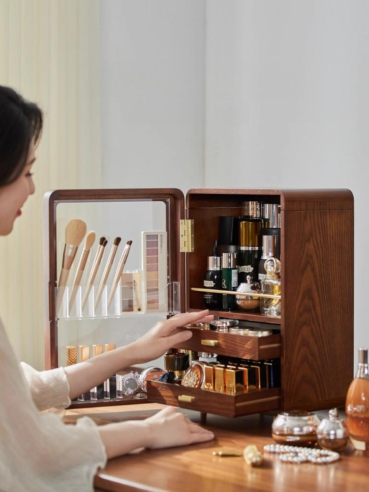 화장품 정리대 원목 향수 소품수납 트레이 뷰티박스 빈티지 캐비닛 오거나이저 - 상세 이미지 4