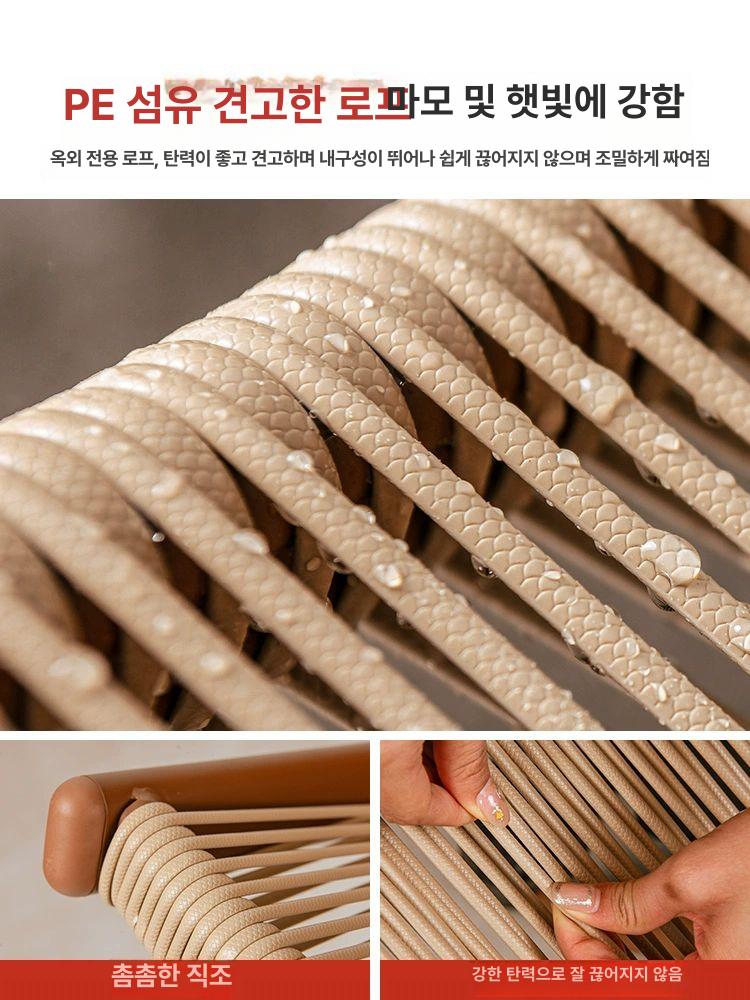등나무 의자 야외 스툴 라탄 백레스트 해변 테라스 리조트 쇼파 원목 안락 - 상세 이미지 4