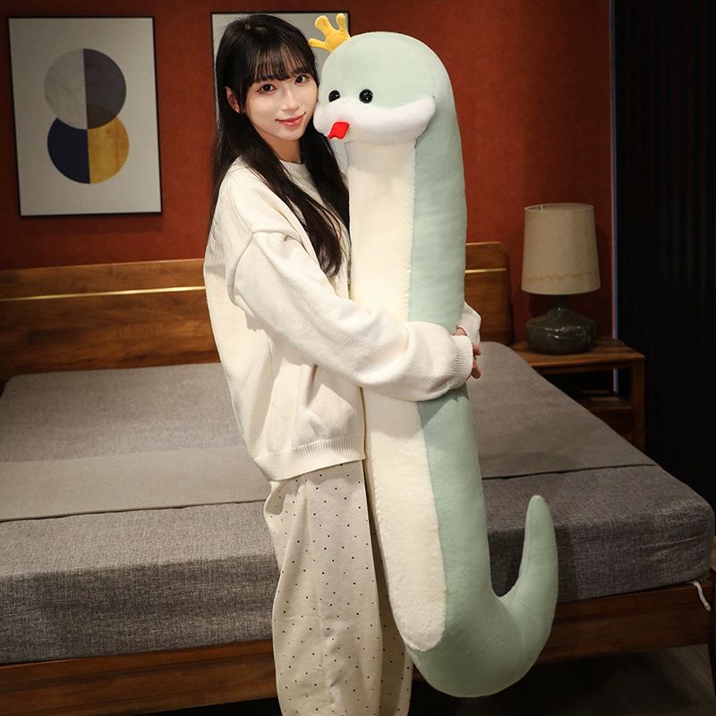 뱀 바디필로우 부드러운 촉감 연두색 긴 인형 베개 롱쿠션 임산부 옆잠용 그린 스네이크 70cm - 상세 이미지 2