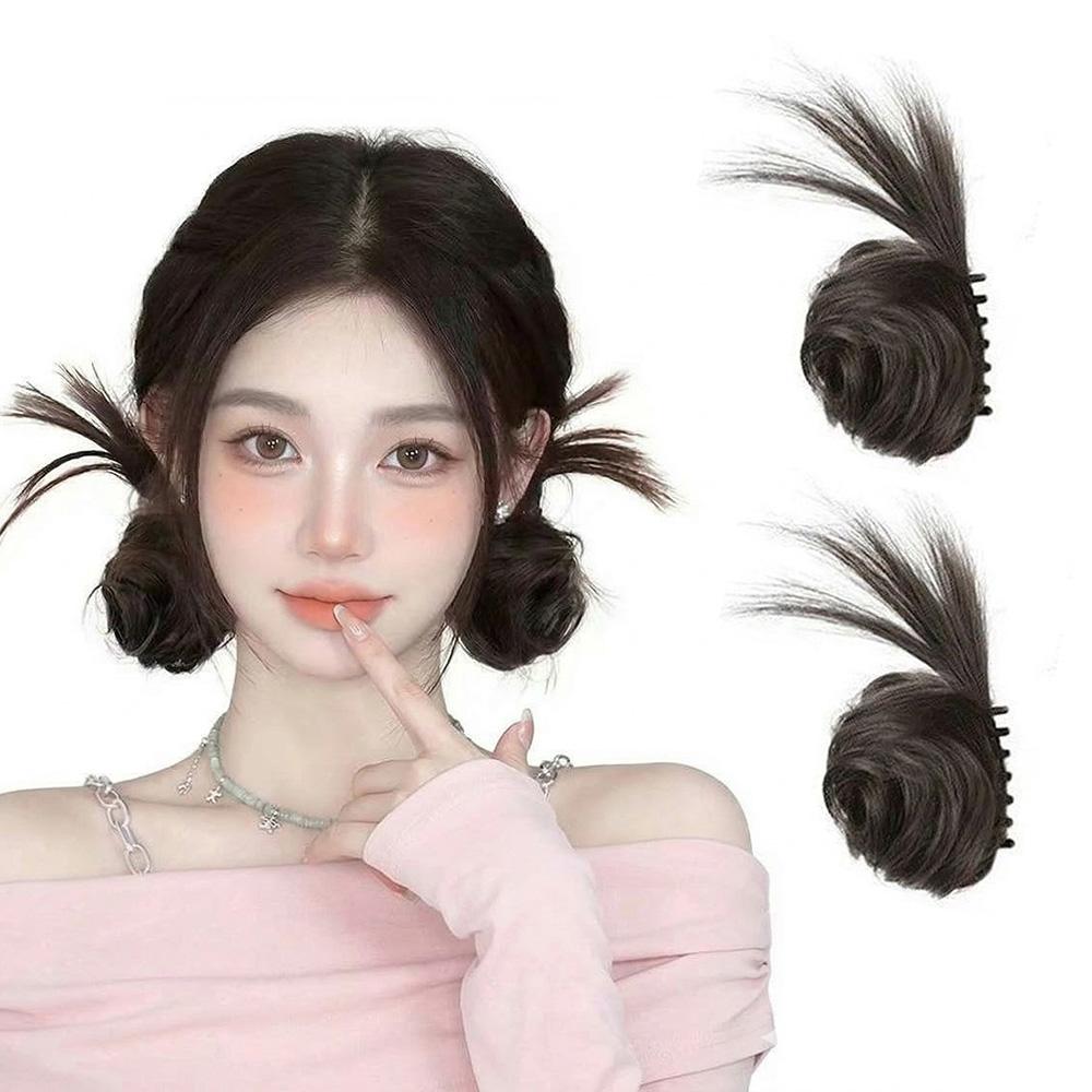 깃털 똥머리 가발 집게핀 헤어피스 번가발 올림머리 업스타일 파티 로우번 헤어악세사리 이미지 6
