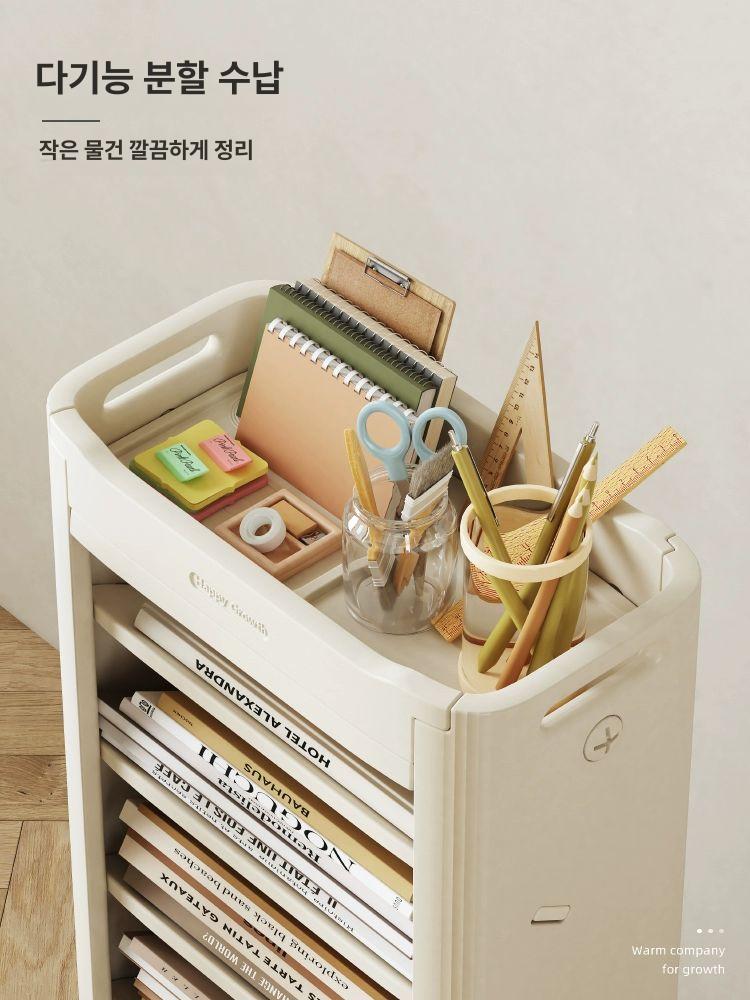 간이 책장 미니 북트롤리 도서 정리대 스터디 서적 수납함 독서실 학습용 - 상세 이미지 4