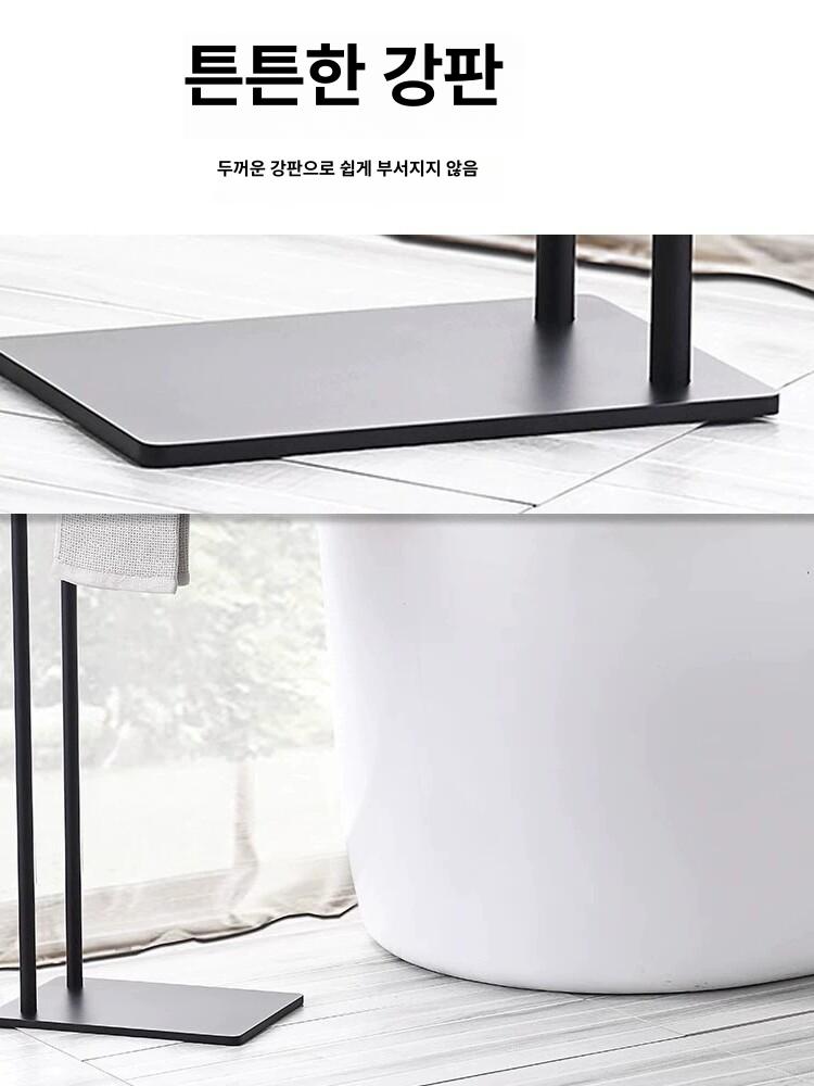 심플 타월걸이 화장실 수건스탠드 욕실 더블 선반대 건조대 대리석 마블패턴 - 상세 이미지 3