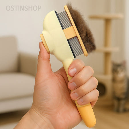 오스틴샵 슬리커 브러시 (옐로우) 고양이브러쉬 강아지털빗 죽은털브러쉬