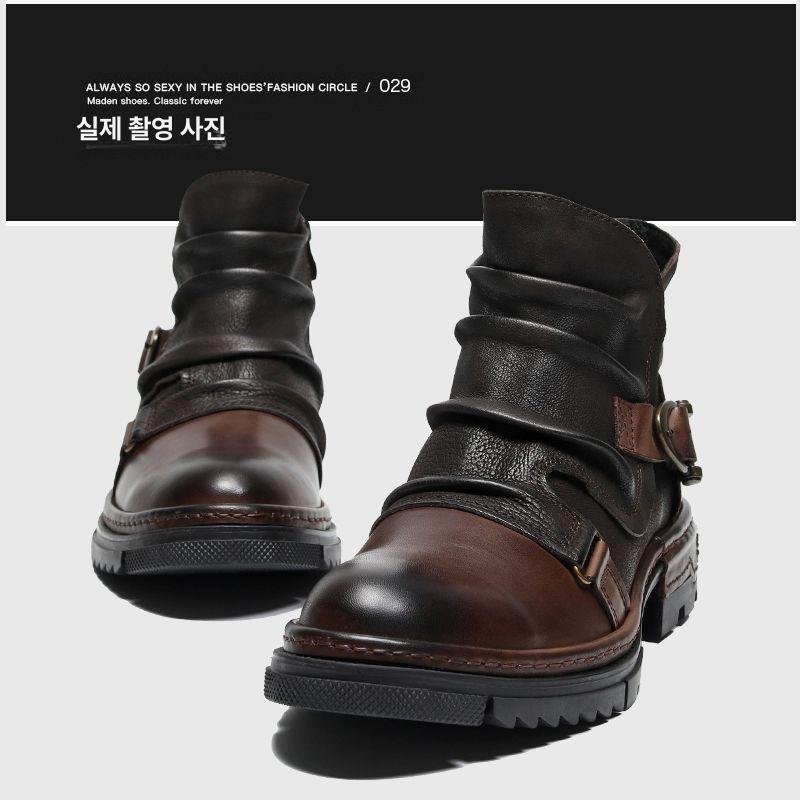 오토바이 클래식 라이더 부츠 바이크 데님 라이딩 팻 빈티지 바람막이 장갑 - 상세 이미지 4