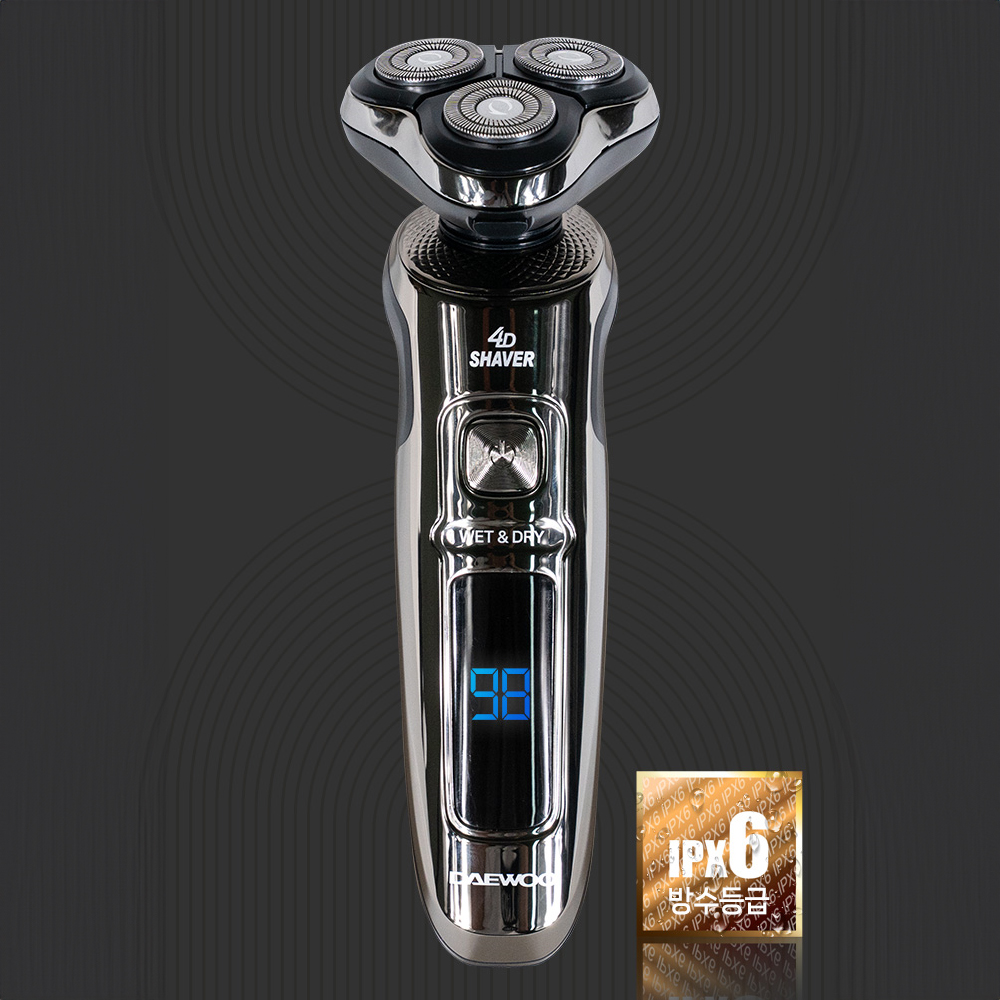 대우 3WAY 360도 회전 충전식 디지털 건습식 전기면도기 IPX6 방수 팝업트리머 - 상품 이미지
