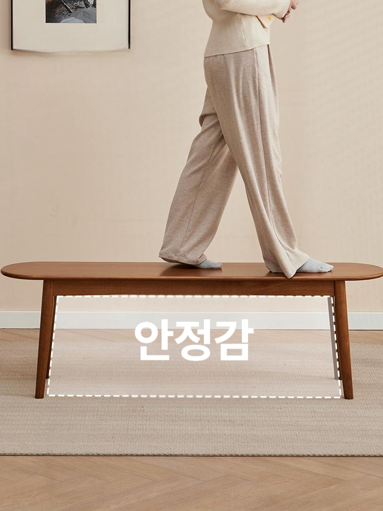 침실 벤치의자 원목 긴 좌석 식탁 등받이없는 목재 원형 펜션 - 상세 이미지 4