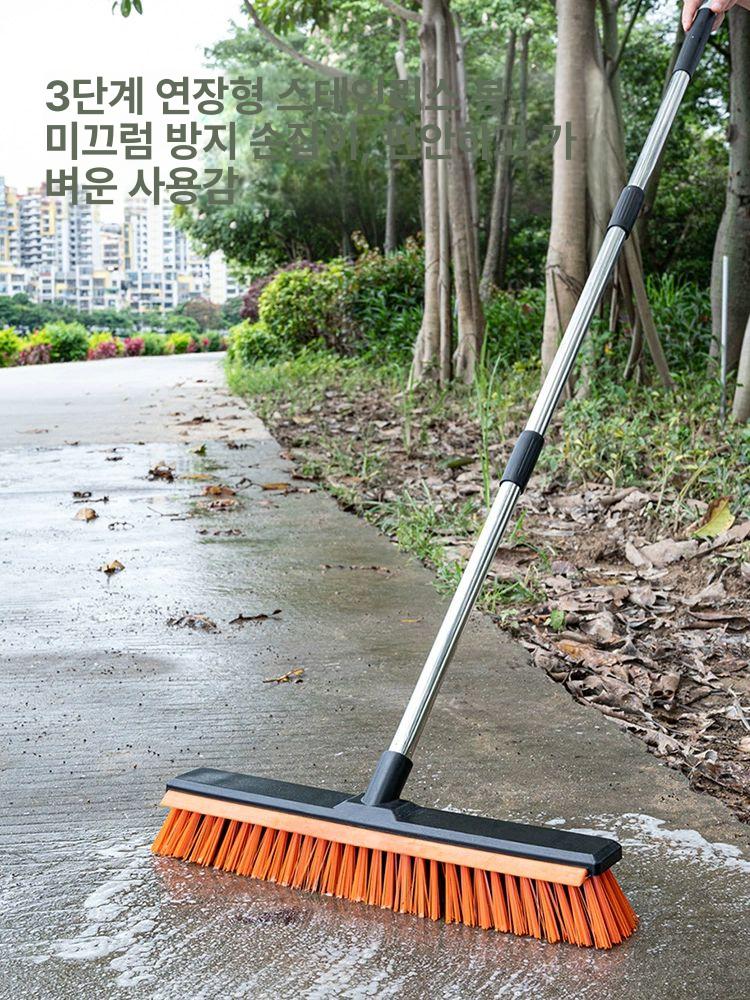 바닥 청소브러시 철브러쉬 밀대 스틸 실외용 솔 막대걸레 청소용품 수세미 - 상세 이미지 5
