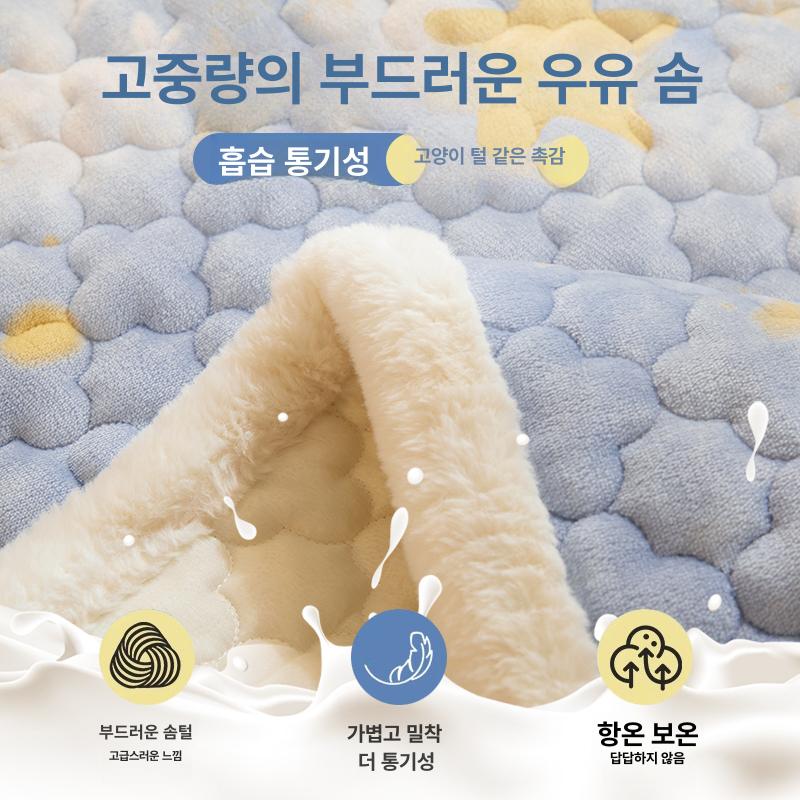 요패드 퀼트 방바닥 까는이불 두꺼운 누빔 H급 밀크벨벳 핑크래빗 90 x 200cm - 상세 이미지 3