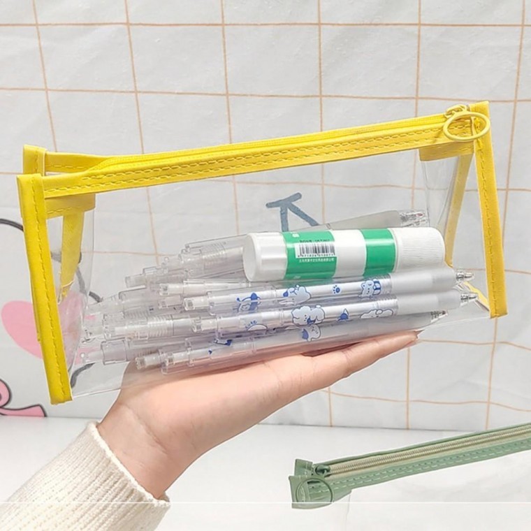 지니몰 PVC 투명 사각 필통 파우치 학용품 초등 중학생 고등학생 대학생 - 상품 이미지