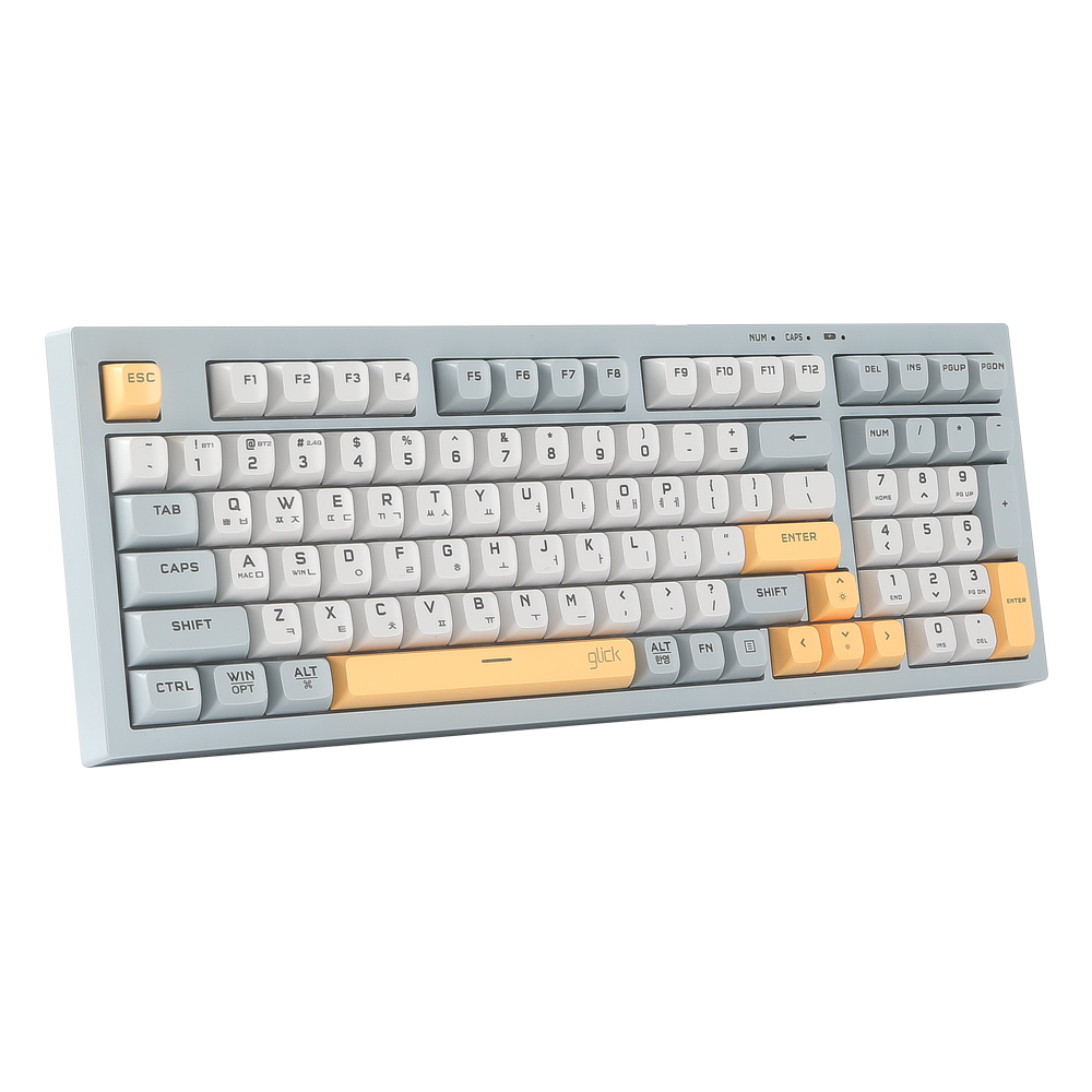 지클릭커 WK50 무소음 무선 키보드 저소음 게이밍 블루투스 98키 네이비블루 RC1, 멤브레인 - 상세 이미지 3