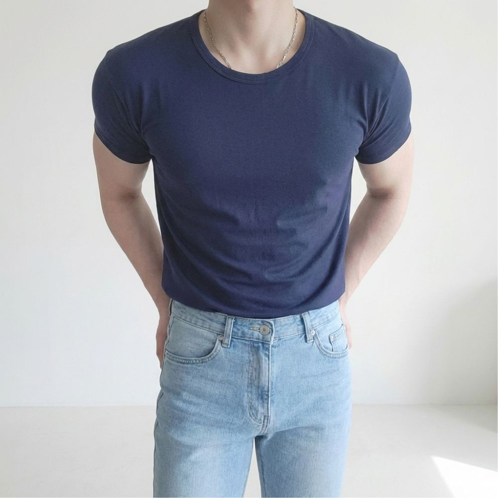 페일라인 남자 머슬핏 유넥 반팔 티셔츠 - 상세 이미지 4