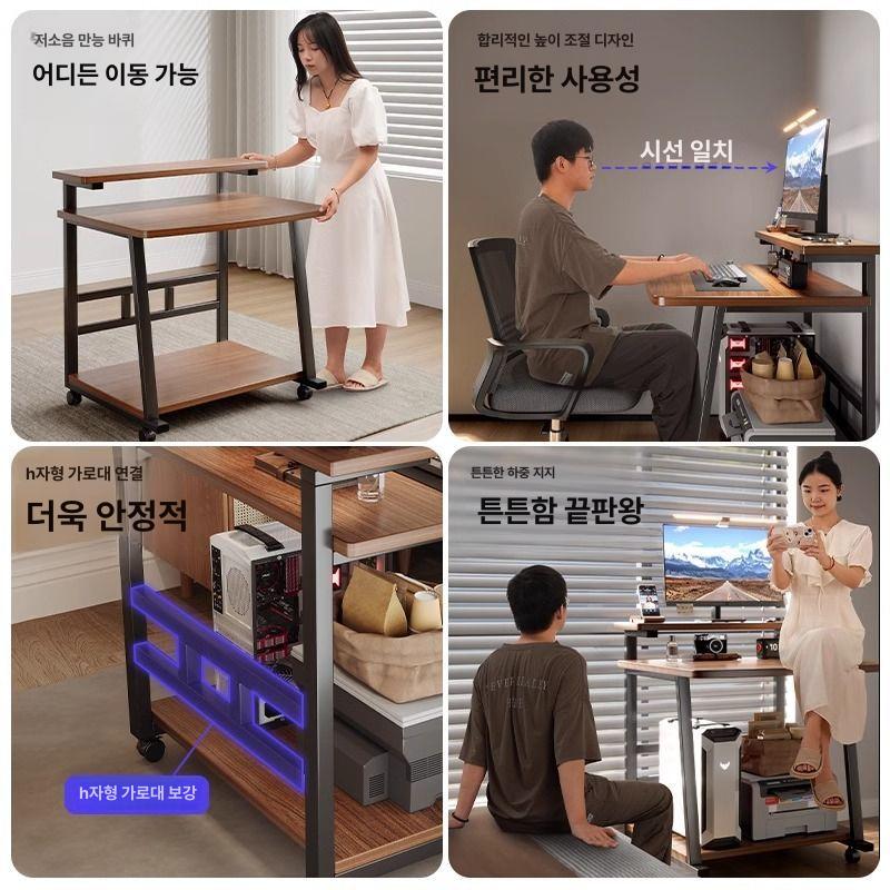 이동식 책상 슬림 컴퓨터 pc데스크 공간활용 기숙사 소형 원룸용 - 상세 이미지 5
