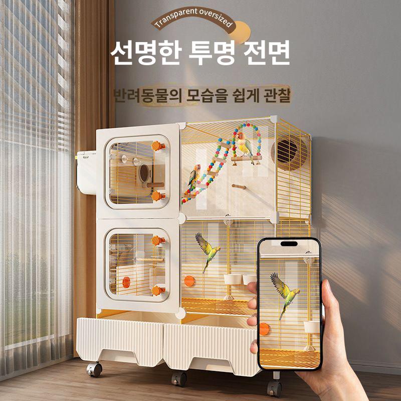대형 새장 앵무새 사육장 놀이터 둥지 날림장 잉꼬 버드케이지 소형 빌라 스틸 - 상세 이미지 3