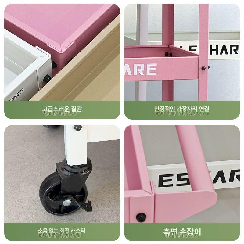 다용도 트롤리 튼튼한 메탈 3단 이동식 무소음 핸드카트 스틸 운반용 - 상세 이미지 4