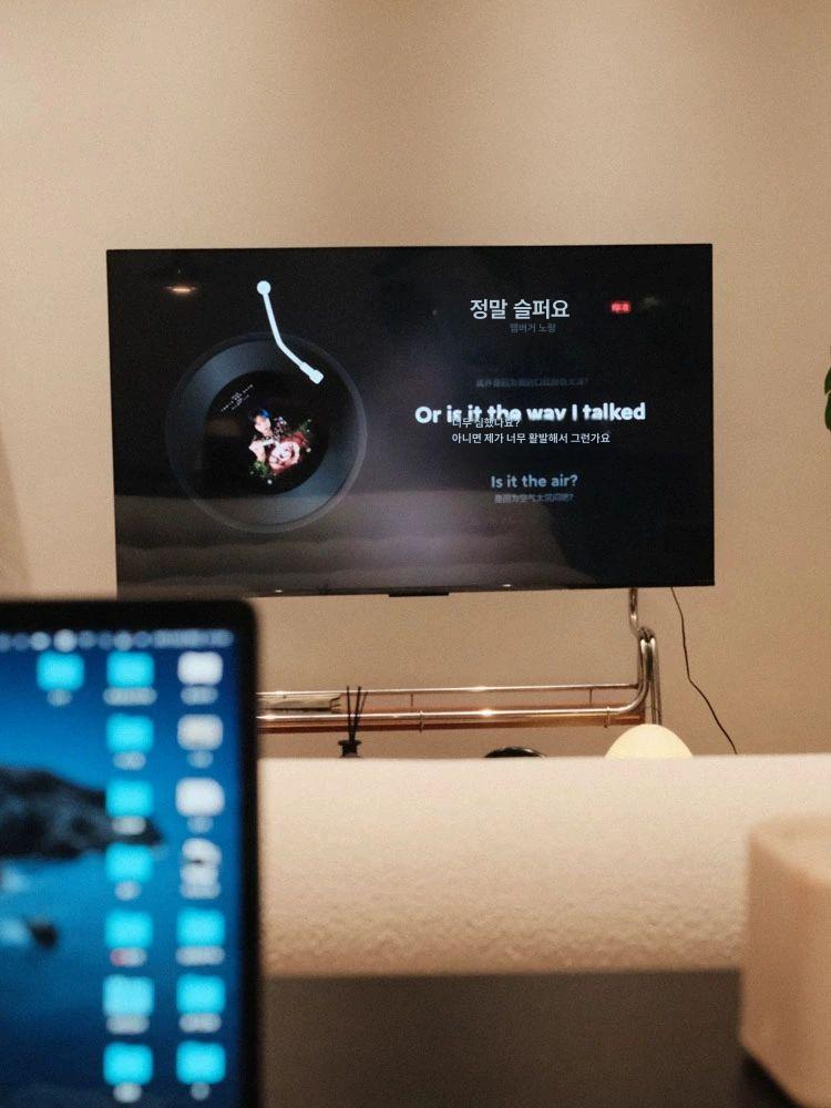 이동식 거치대 TV 바퀴 브라켓 스탠드 우드 스테인레스 - 상세 이미지 3