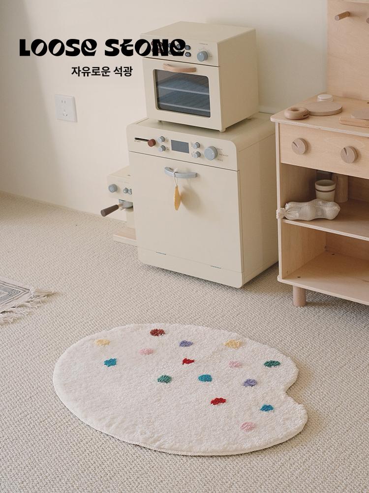 터프팅 러그 귀여운 소형 팔레트 발매트 카페트 인테리어 미니 원형 패브릭 매트 - 상세 이미지 3