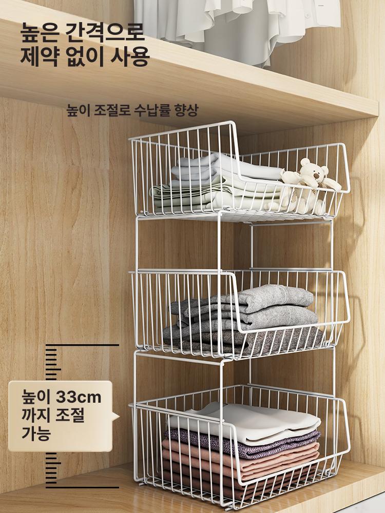 다용도 옷장 칸막이 수납함 파티션 높이 조절 화이트 대형 2칸 1 칸 0x0cm - 상세 이미지 3