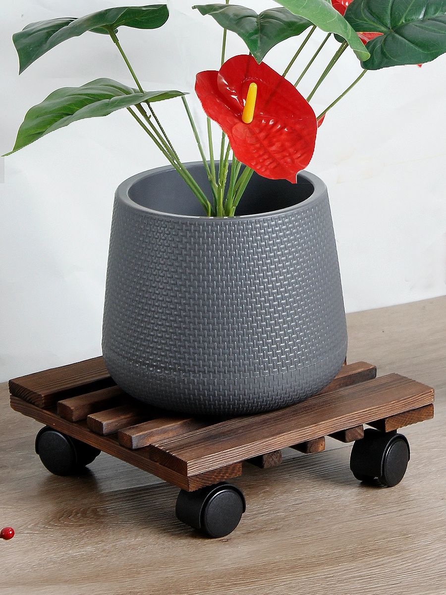 이동식 화분 받침 공기청정기 물받이 바퀴 정사각 원목 30x30cm 4개 보강 약 75kg 하중 - 상세 이미지 2