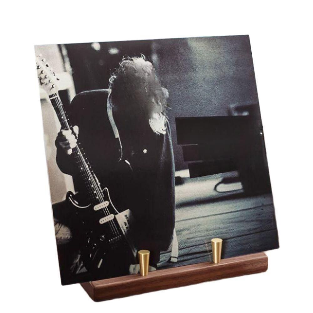 원목 LP거치대 바이닐 레코드판 정리함 보관 랙 모던 원목+황동 LP/CD 스탠드 - 상품 이미지