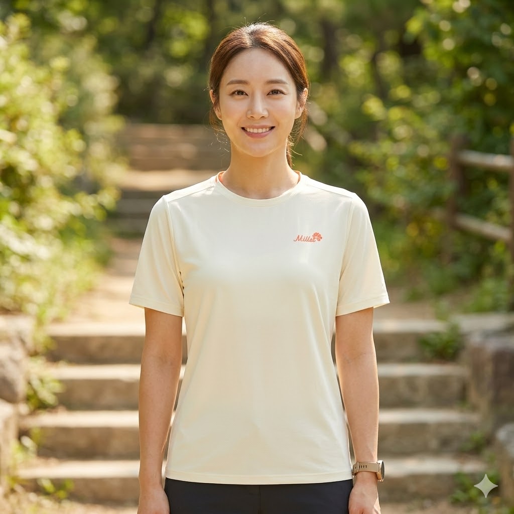 MILLET 밀레 여자 여름 아웃도어 캐쥬얼 냉감 등산 반팔티셔츠 - 상품 이미지