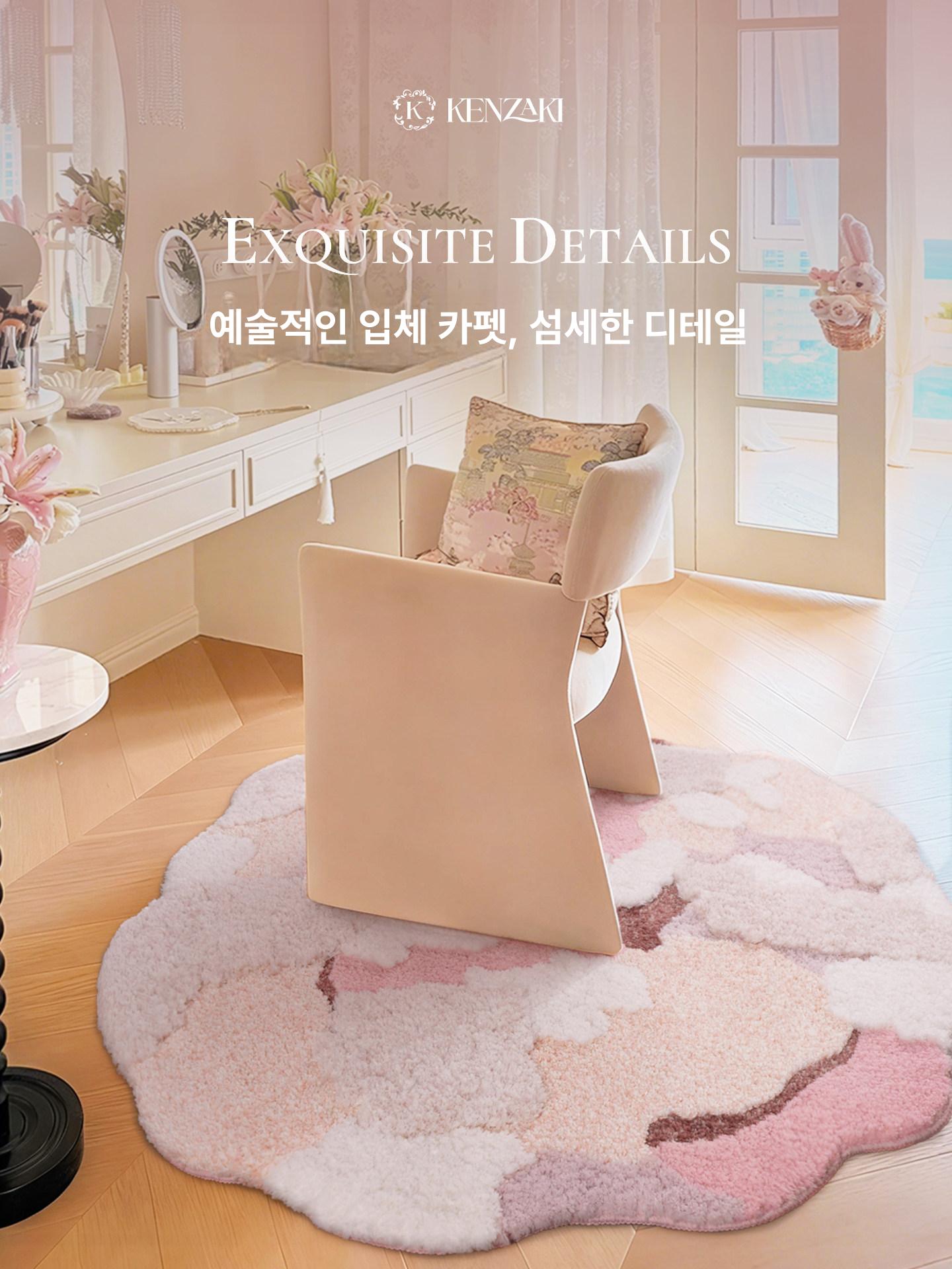 비정형 러그 핑크 집들이 특이한 카페트 거실매트 선물용 침실 강아지 인테리어소품 - 상세 이미지 3