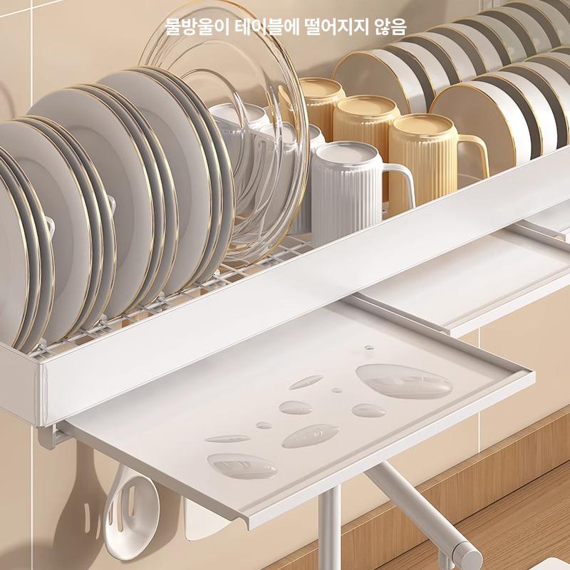 벽걸이 식기건조대 주방 설거지 그릇 접시 수납 랙 정리함 볼 컵받침 - 상세 이미지 4