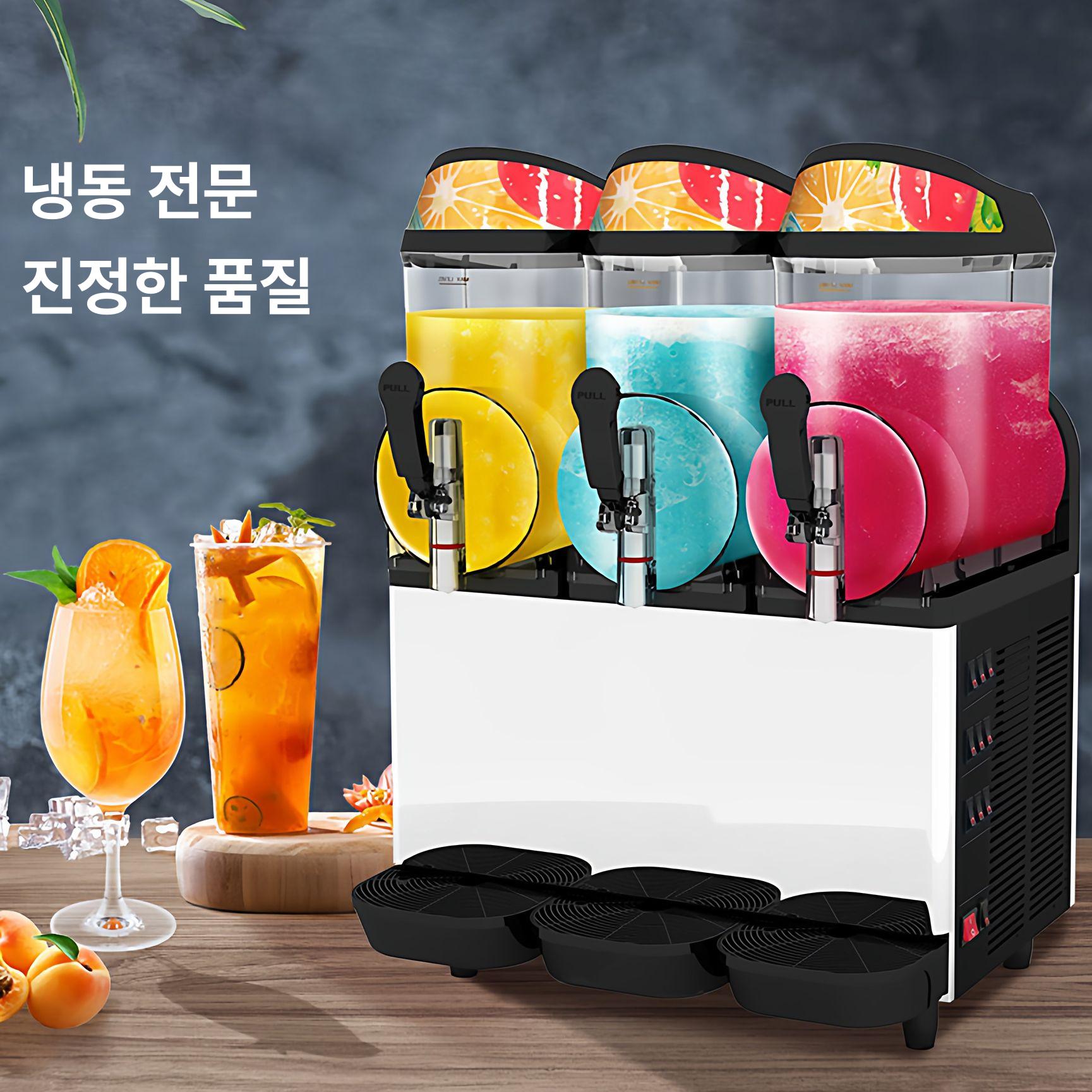 업소용 슬러시기계 스테인리스 냉장 음료 식혜 스무디 투명2구 대용량 여름카페 빙수 칵테일 LRP15x2 [2탱크 냉온 주스기] - 상세 이미지 3