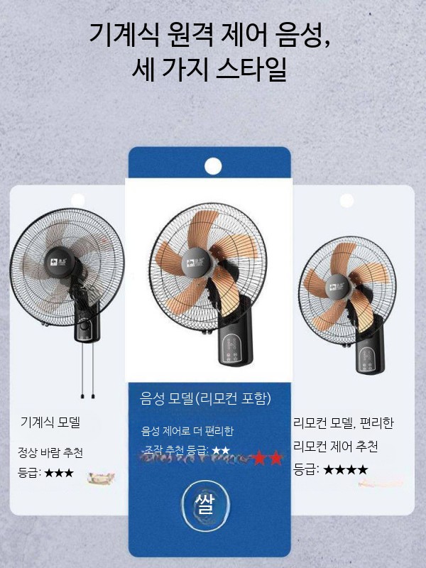 벽걸이선풍기 리모컨 대형 강풍 산업용 식당 벽걸이형 무소음 회전형 벽선풍기 인테리어용 3엽 - 상세 이미지 5