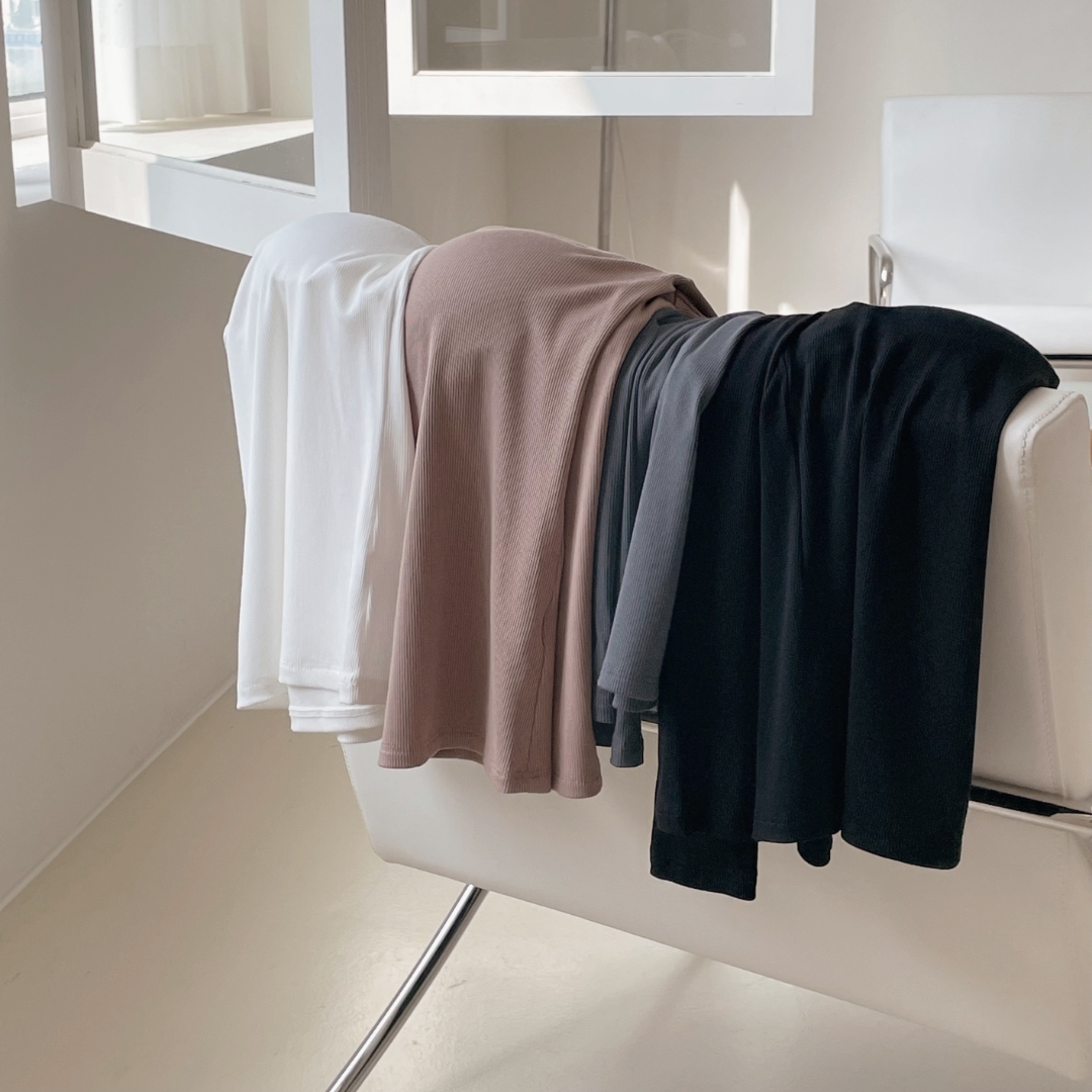 미브레 캡내장 여성 긴팔 브라티 골지 스판 기본티 U타입 블랙, 2XL 이미지 7