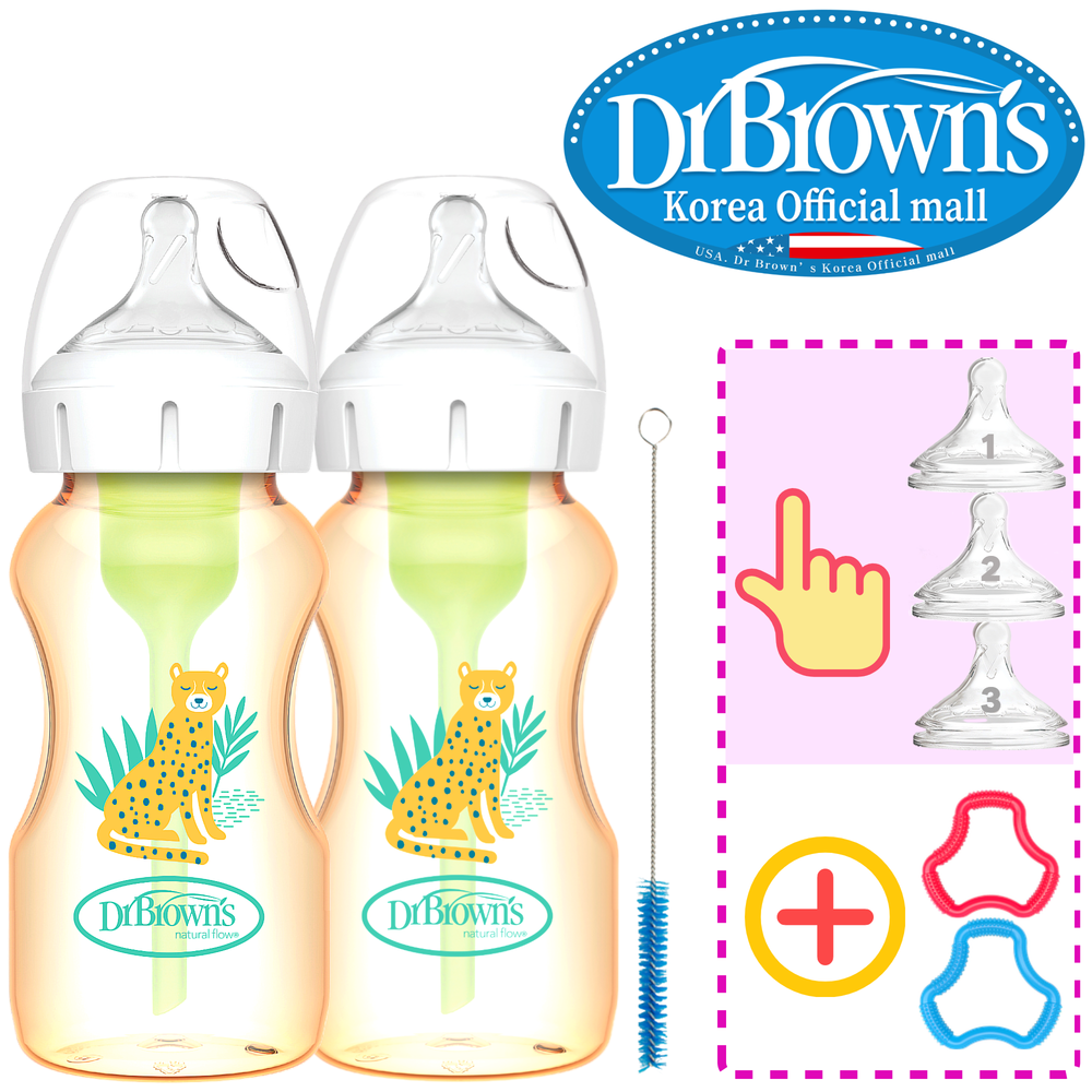 닥터브라운 오피셜 / PPSU 젖병 와이드넥 270ml 2개, 꼭지선택/치발기 옵션선물 제품 이미지