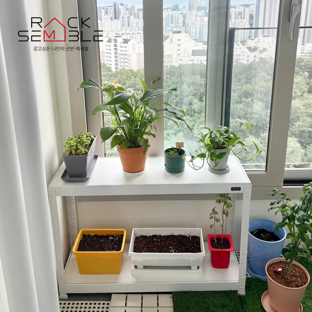 랙셈블 수납선반 다용도 다용도실 주방 무볼트 팬트리 랙 선반 400300450 2단