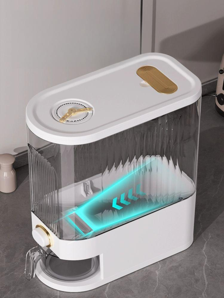 진공 반려견 사료 보관함 간식 보관통 바퀴달린 방습 두꺼운 PET 10kg 아이보리 - 상품 이미지