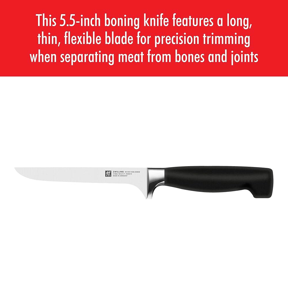 ZWILLING Four Star 14cm(5.5인치) 면도날처럼 회사 고탄소 날카로운 가능 포뮬러 스틸, 사용 소유 보닝 나이프, 공장에서 스테인리스 제작, 식기세척기 완벽한 - 상세 이미지 2