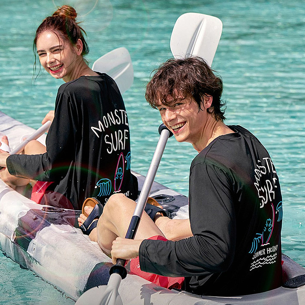 블랙몬스터핏 몬스터서핑 커플 긴팔 래쉬가드 비치팬츠 세트 빅사이즈 체형커버 워터파크 제품 이미지