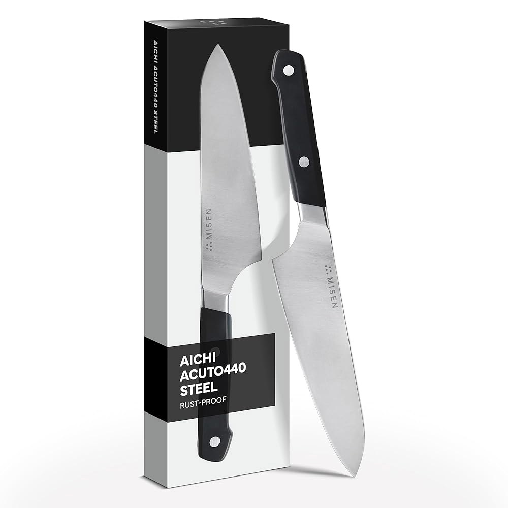 Misen 16.5cm(6.5인치) 규토 나이프 - 스틸, 정밀 척추 및 녹 AICHI ACUTO440 블랙 나이프, 공학적 고탄소 다목적 둥근 스테인리스 사용을 인체 방지 셰프 - 상품 이미지