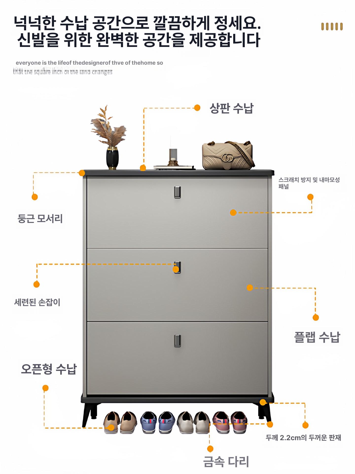 얇은신발장 슬림 원룸 신발장 공간절약 좁은현관 투룸 폴딩 현관 좁은 틈새 입구 틈새신발장 - 상세 이미지 5