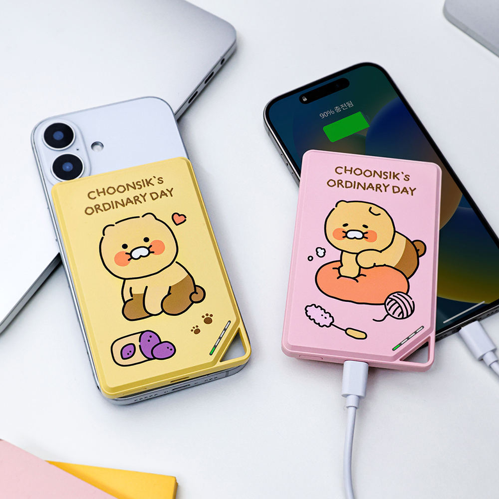 카카오프렌즈 춘식이 맥세이프 보조배터리 슬림형 무선 고속 충전 5000mAh 핑크 - 상세 이미지 2