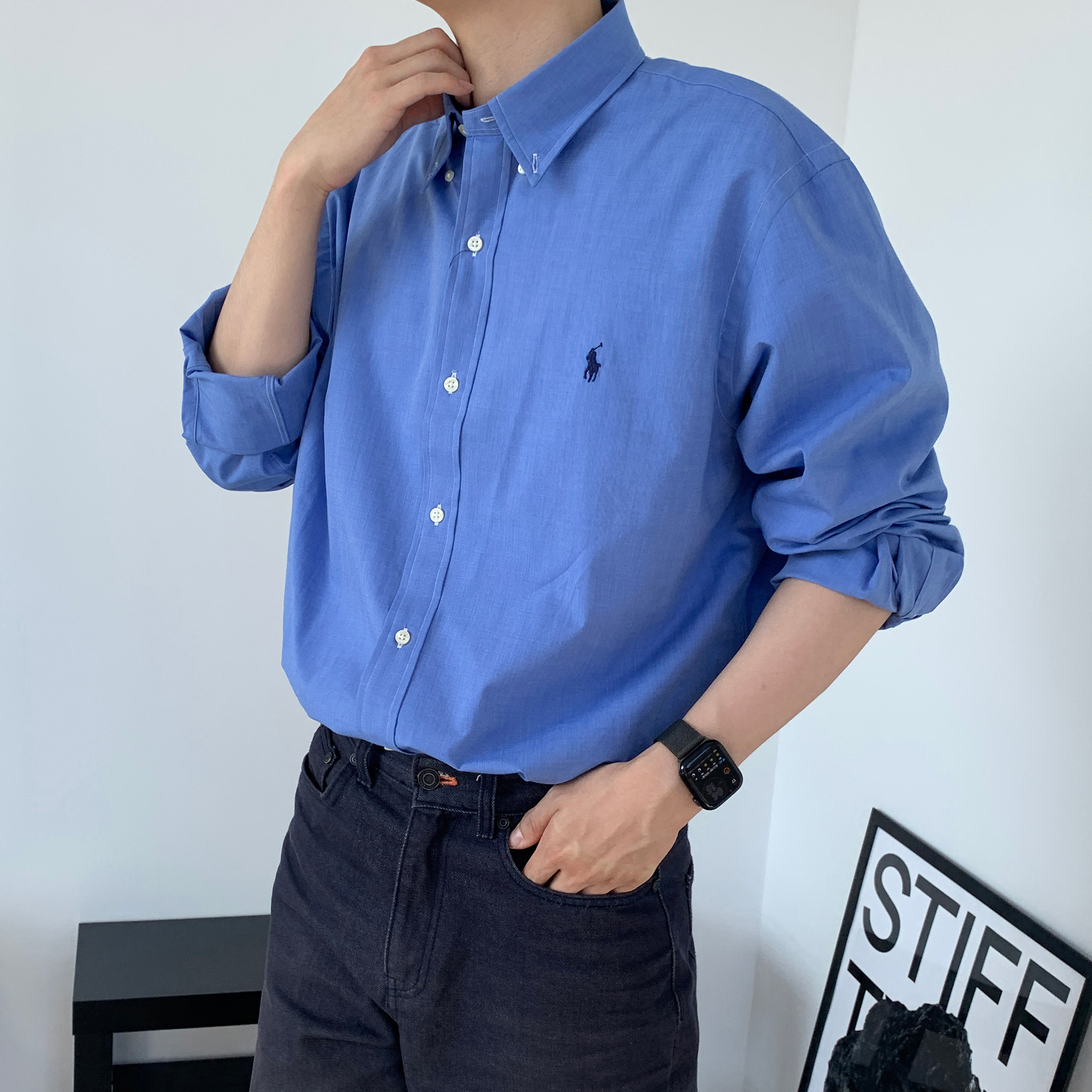 폴로 남성 셔츠 랄프로렌 스트레치 포플린 남방 - 상세 이미지 5