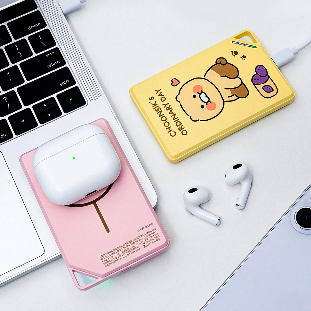 카카오프렌즈 춘식이 맥세이프 보조배터리 슬림형 무선 고속 충전 5000mAh 핑크 - 상세 이미지 3