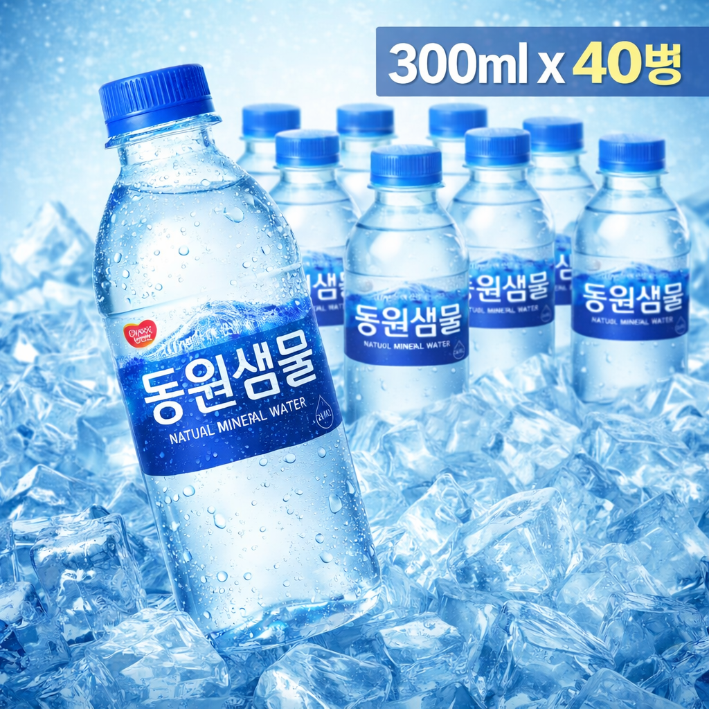 동원샘물 생수 천연 암반수 유무라벨 랜덤 300ml, 40개 - 상품 이미지
