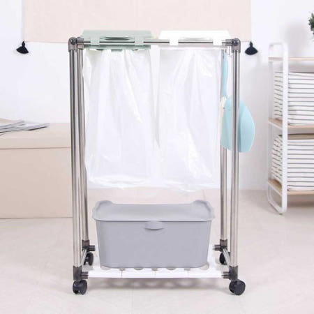 결혼선물생활용품 하단 수납 가능 슬림한 화이트 컬러 쓰레기 분리 수거