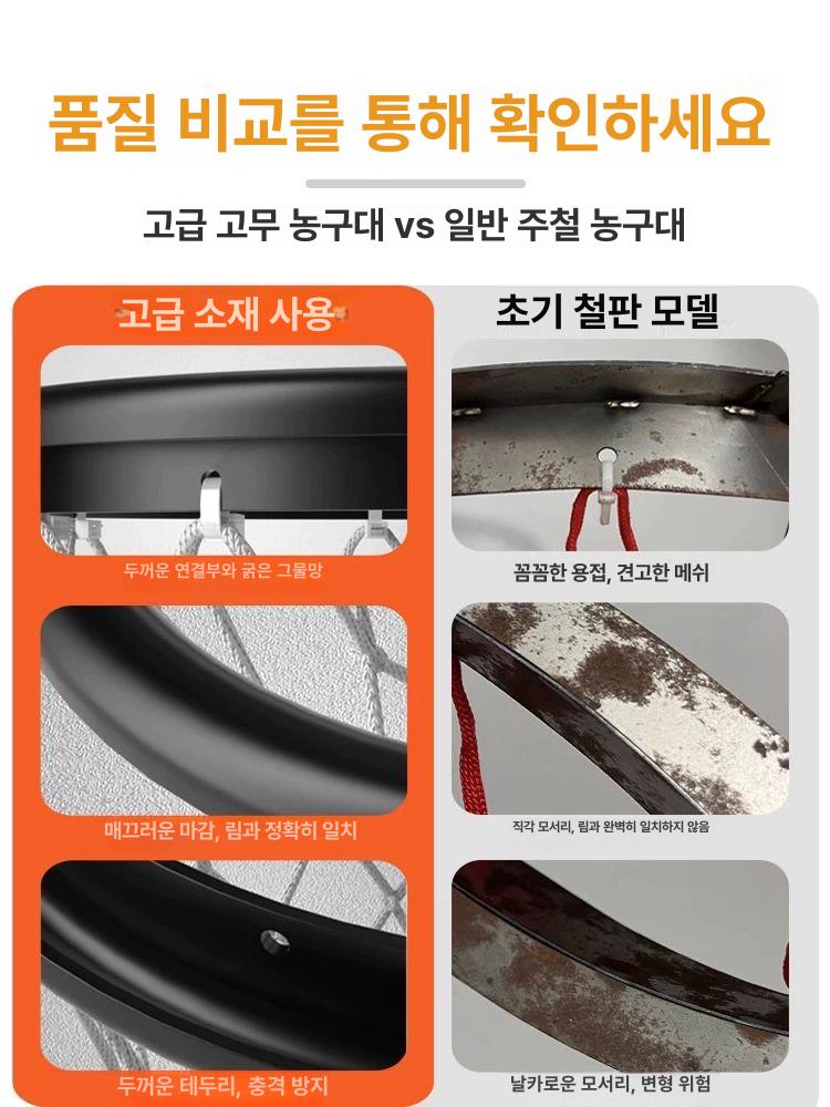 휴대용 농구골대 네트 그물망 야외 농구대 분리형 벽걸이 바스켓 프레임 탈부착 - 상세 이미지 4